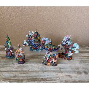 Possible Dreams Dept 56 Crinkle Carousel Figurine Lot 1998 Resin Horse Lot of 5